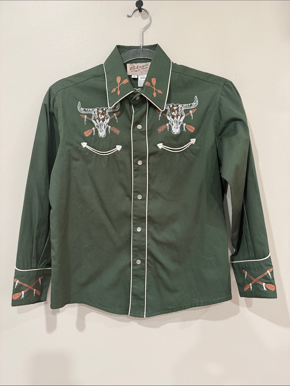 Rockmount Kids Western Embroidered Button-Down Shirt - Dark Green